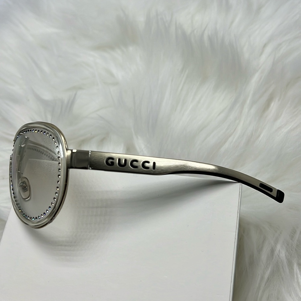 GUCCI NEW AUTHENTIC 1566 S/STRASS SWAROVSKI CRYSTAL AVIATOR SUNGLASSES (GREY MS) - Picture 12 of 17
